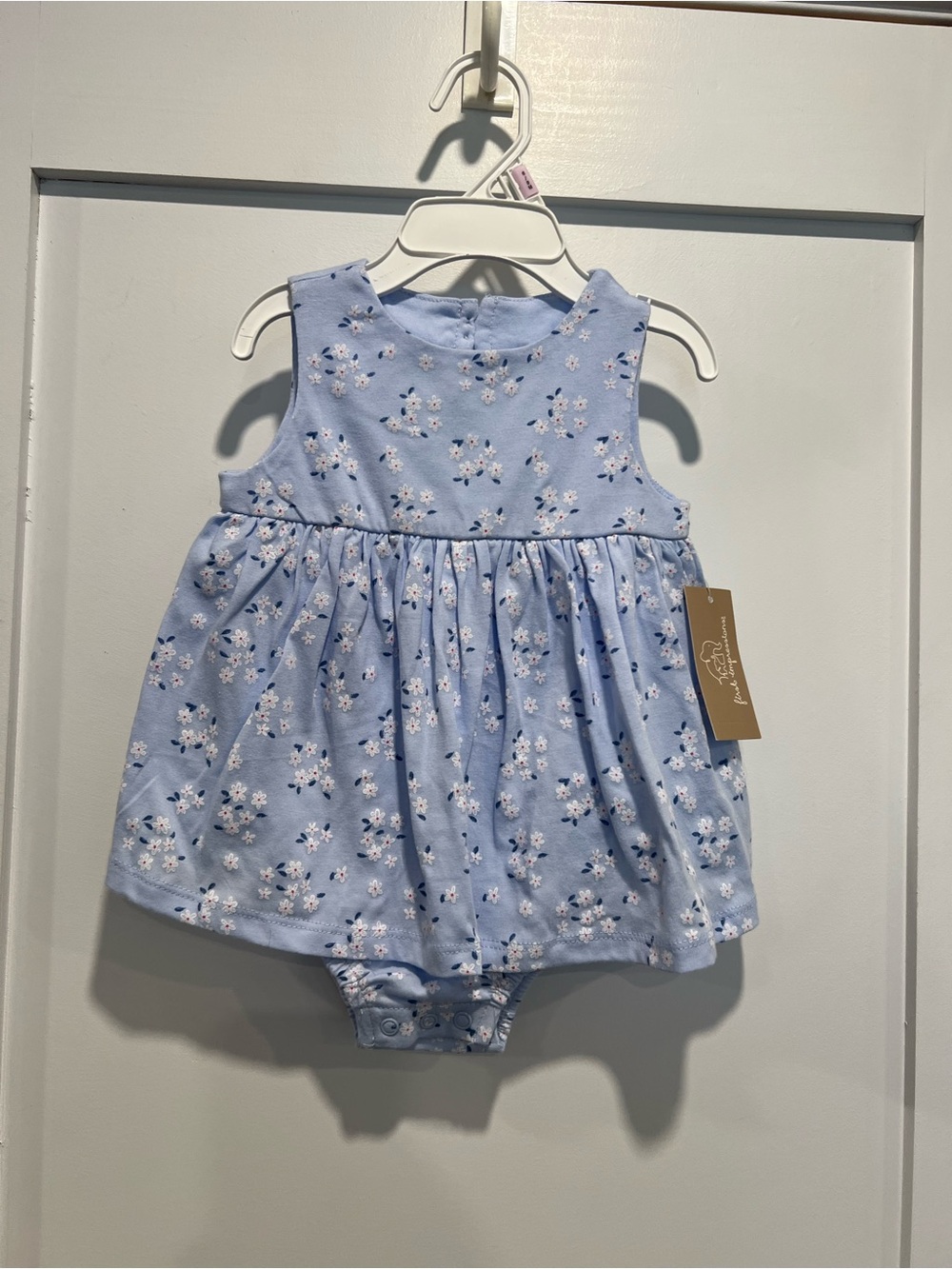 First Impressions Light Blue Floral Dress-Style Bodysuit
